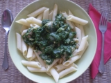 Penne se špenátem a s kousky kuřecího masa  / dietni, Penne, se, špenátem, s kousky, kuřecího, masa, , /, dietni